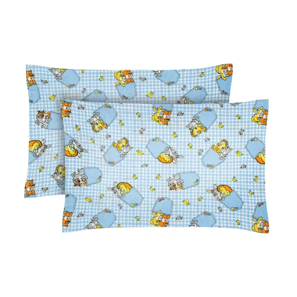 Calico pillowcases (2 pcs.) "Pocket animals" (turquoise) 40x60 cm 183262