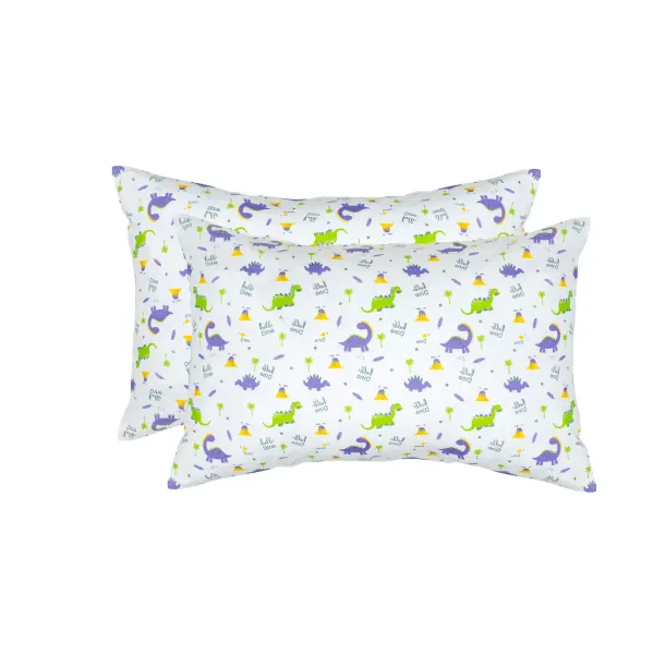 Set of 2 Cotton Pillowcases Home Line Dinosaurs Green 40x60 cm 168893