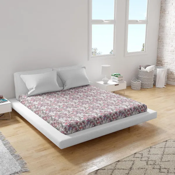 Flat Cotton Bed Sheet Home Line Drawn Flowers 215x240 cm 187484