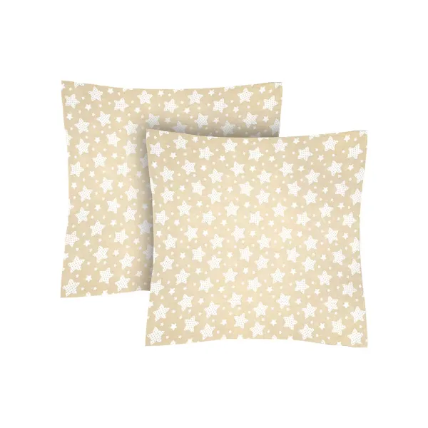 Set of 2 Cotton Pillowcases Home Line Polka Dot Stars Powder Beige 70x70 cm 183251