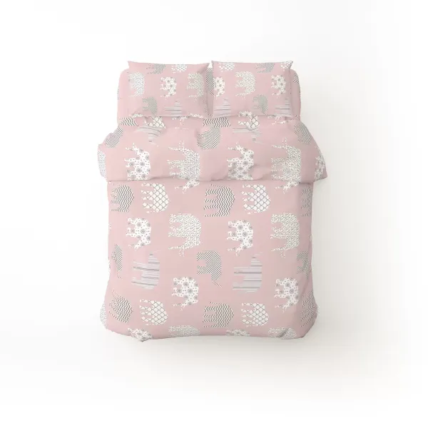 Elephants Single Cotton Bedding Set Pink 173779