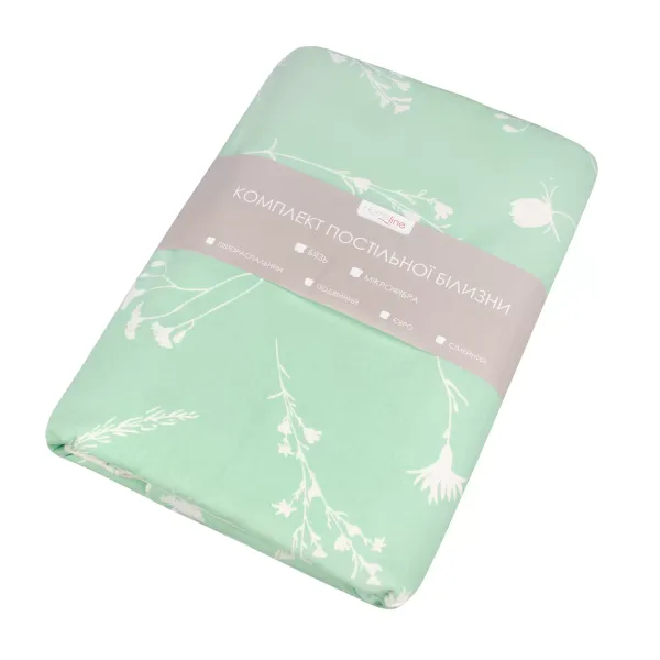 Single Cotton Bedding Set Home Line Cornflowers White on Green 162853