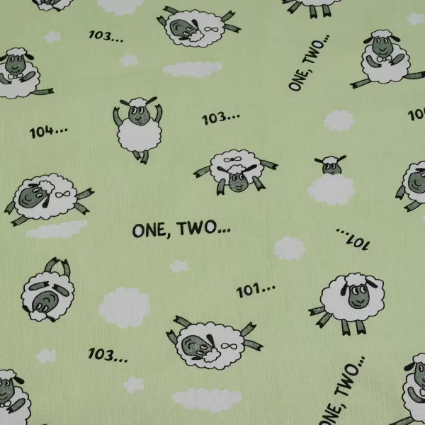 Stuffed linen "Lambs" light green 150cm (120g/m2) 154963