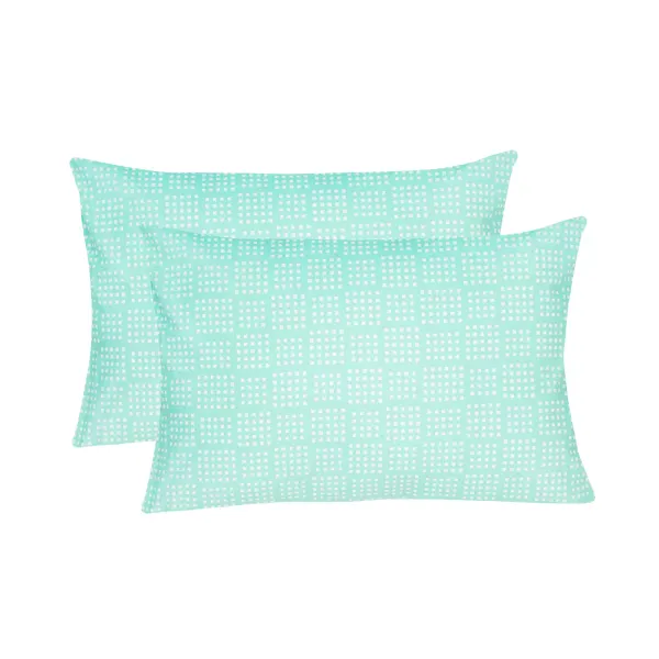 Set of 2 Cotton Pillowcases Home Line Checkered Turquoise 50x70 cm 173843