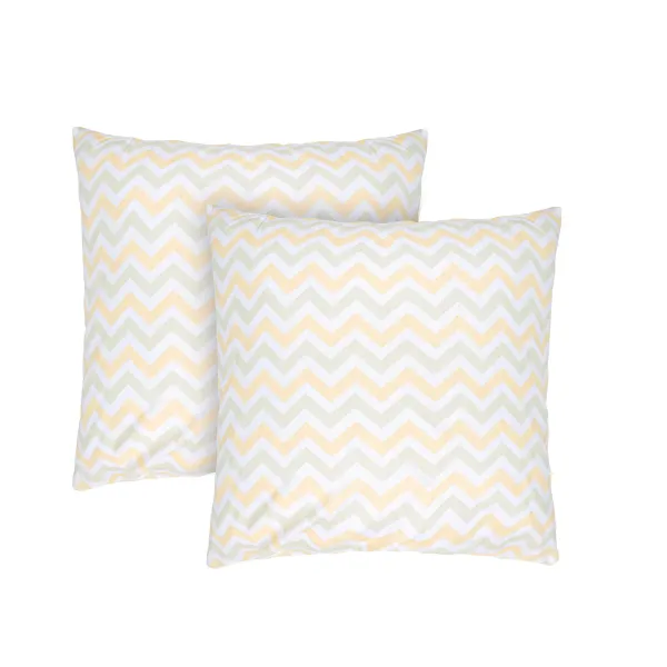 Set of 2 Cotton Pillowcases Home Line Zig Zag Beige Orange 70x70 191520