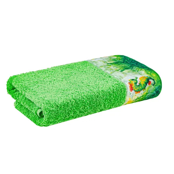 Cotton Terry Towel Home Line with Printed Border 40x70 cm Light Green 188623