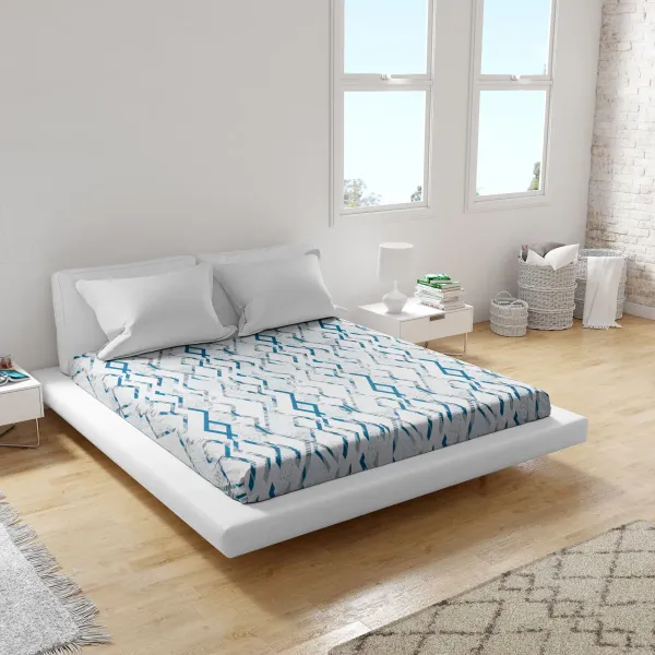 Flat Cotton Bed Sheet Home Line Geometry 215x240 cm 188341