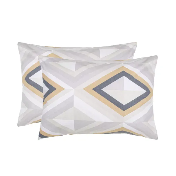 Calico pillowcases (2 pcs.) &quot;Kaleidoscope&quot; (beige-graphite/dark mother-of-pearl) 50x70 cm 174452