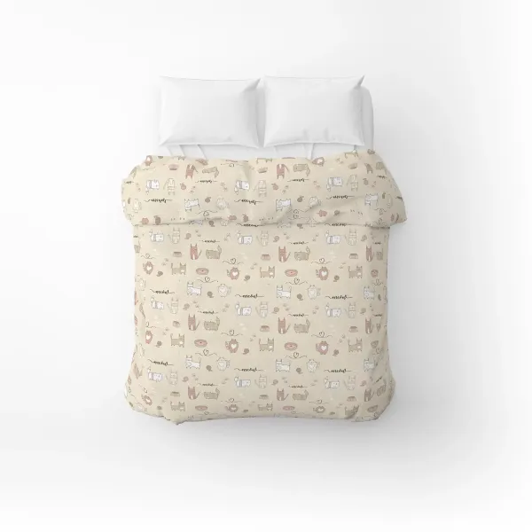 Home Line calico duvet cover &quot;Cat&#039;s joy&quot; (sand pink) 145x215cm 175861