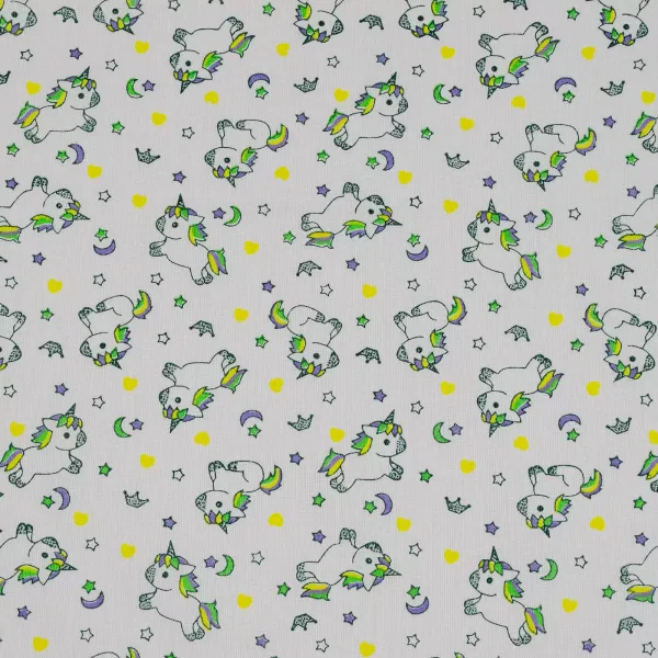 Cotton Calico Print   Unicorn Green width 150cm (120g/m2) 154519