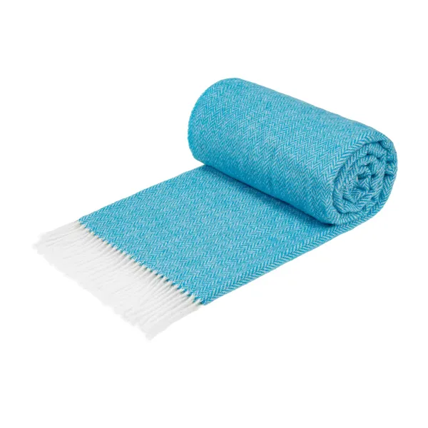 Pure Wool Plaid  Alice Oslo White Turquoise 140x200cm 173162