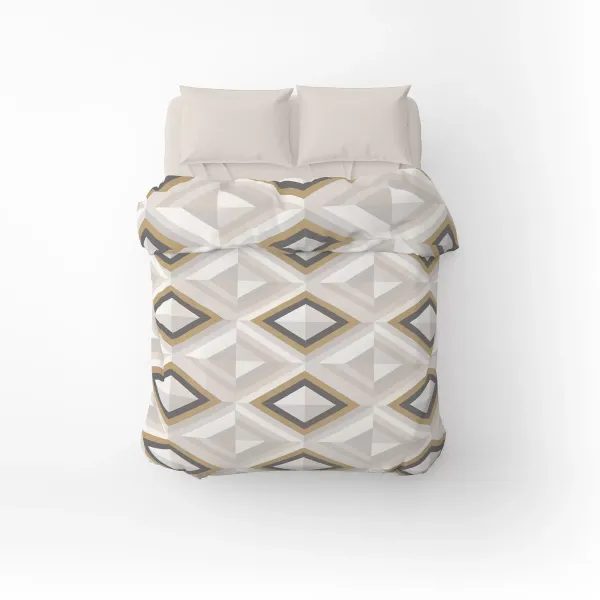 Single Cotton Bedding Set Home Line Kaleidoscope Beige Graphite Dark mother of Pearl