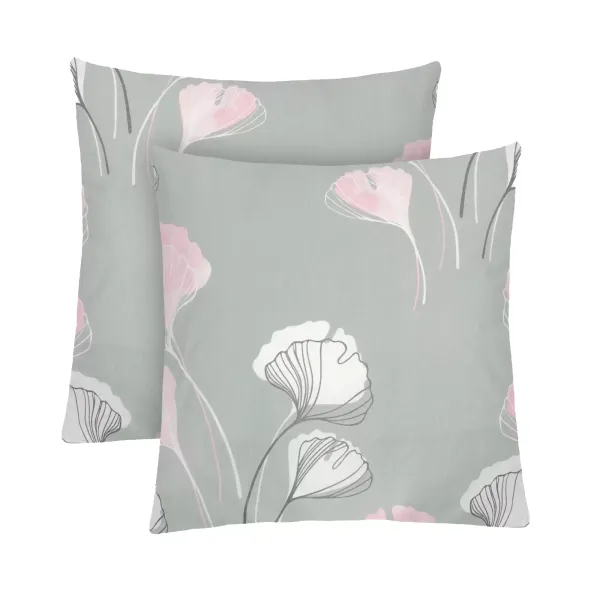 Calico pillowcases (2 pcs.) "Gingko biloba" (gray-pink) 70x70 cm 183270