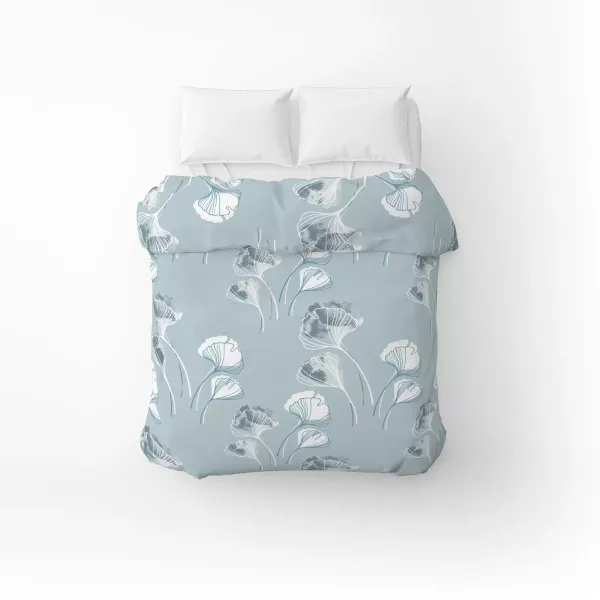 Cotton Duvet Сover Home Line Ginkgo Biloba Grey Blue 145x215cm 165384