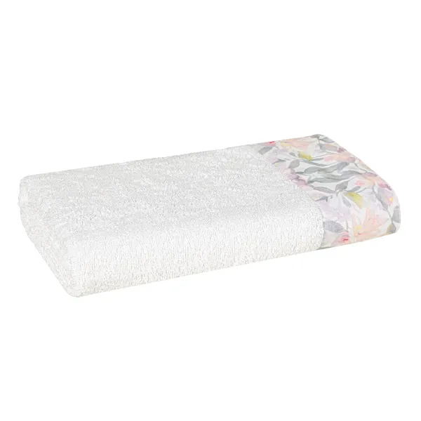 Cotton Terry Towel Home Line with Printed Border 70x140 cm White 188632