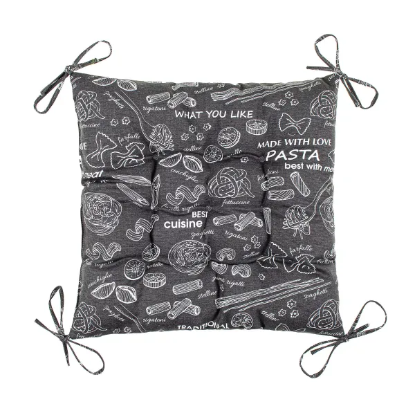 Pillow with ties Home Line &quot;Pasta&quot; (graphite/grey gray) 40x40 cm 180140