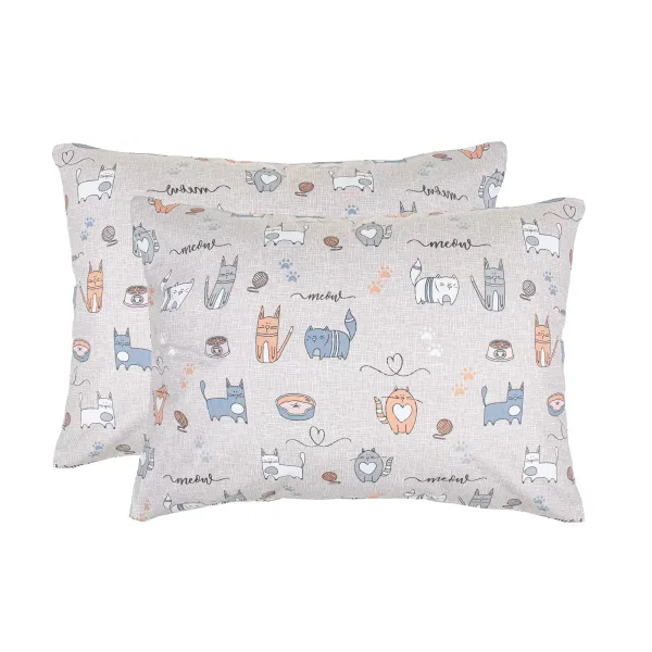 Calico pillowcases (2 pcs.) "Cat's Joy" (beige) 50x70 cm 174440