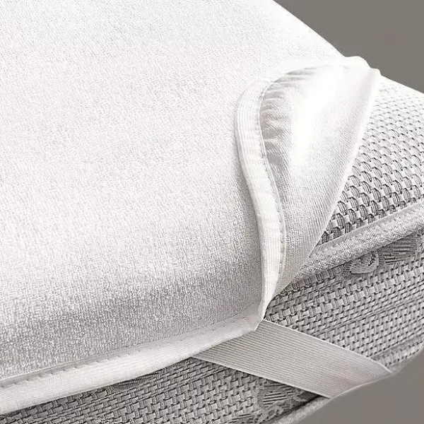 Waterproof Cotton Terry Mattress Protector with Elasticated Stripes 90x200cm 136551