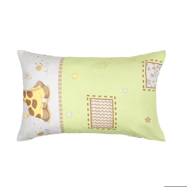 Calico pillowcases (2 pcs.) "Giraffe and Elephant" (mustard) 40x60 cm 167477