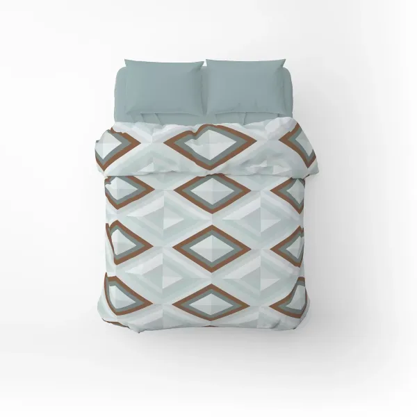 Single Cotton Bedding Set Home Line Kaleidoscope Menthol Dark Grey Green 17