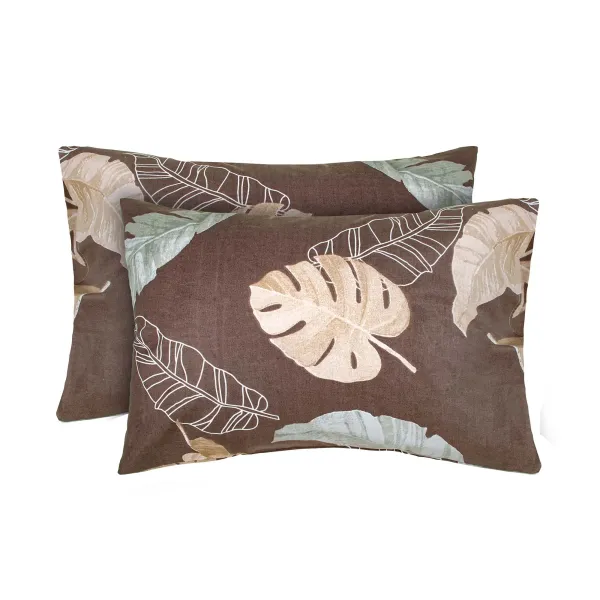 Set of 2 Cotton Pillowcases Home Line November Brown 50x70 cm 181415