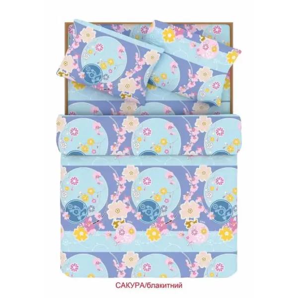 Euro bedding set Home Line "Sakura" (blue) 85608