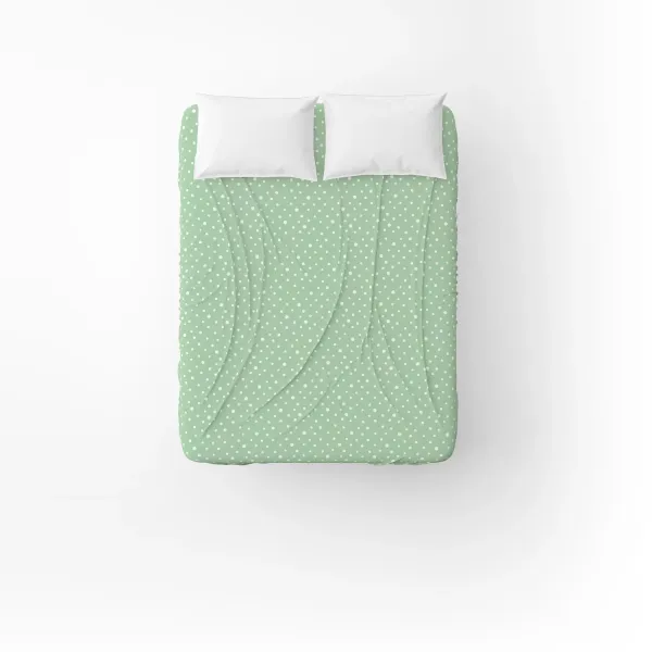 Flat Cotton Bed Sheet Home Line Peas 150x215 cm White on Green 178717