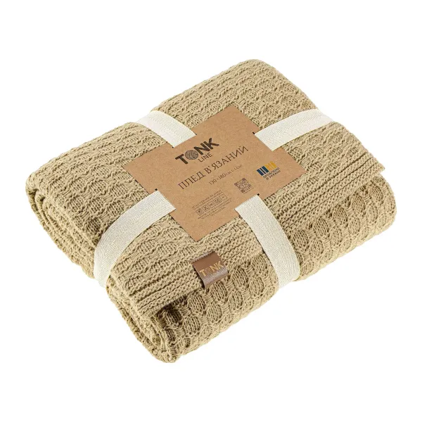 Knitted Wool Blended Throw Plaid Tonk Line Chess Beige 130x180 cm 193241