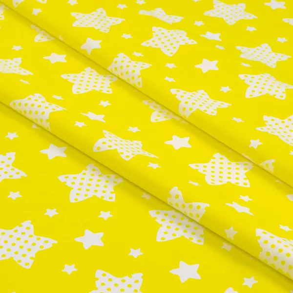 Cotton fabric "Stars in peas" lemon 150cm (140g/m2) 155176