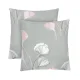 Calico pillowcases (2 pcs.) "Gingko biloba" (gray-pink) 70x70 cm 183270 small