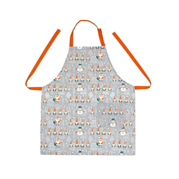 Apron with an adjustable half panama tie "Gnomes" (gray) 178995