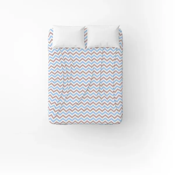 Flat Cotton Bed Sheet Home Line Zig Zag 150x215 cm Blue Brown 175858
