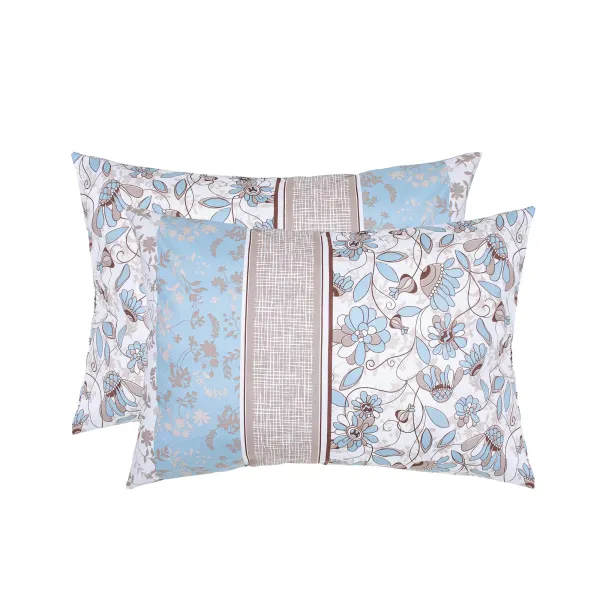 Set of 2 Cotton Pillowcases Home Line Cozy Blue Beige 50x70 cm 173300
