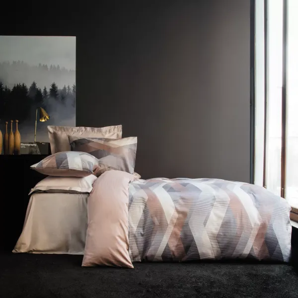Family Satin Bedding Set Issimo Helix Digital Set Beige 175130