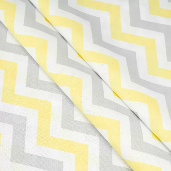 Zig-zag printed cotton fabric gray-yellow 150cm (120g/m2) 155830