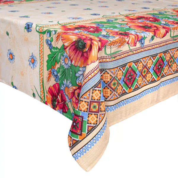 Cotton Canvas Tablecloth Home Line Poppies and Daisies 150x150 cm 129093