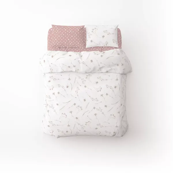 One-and-a-half bed linen set Home Line "EARBALLS / PEAS" (pink-lilac on white) 17