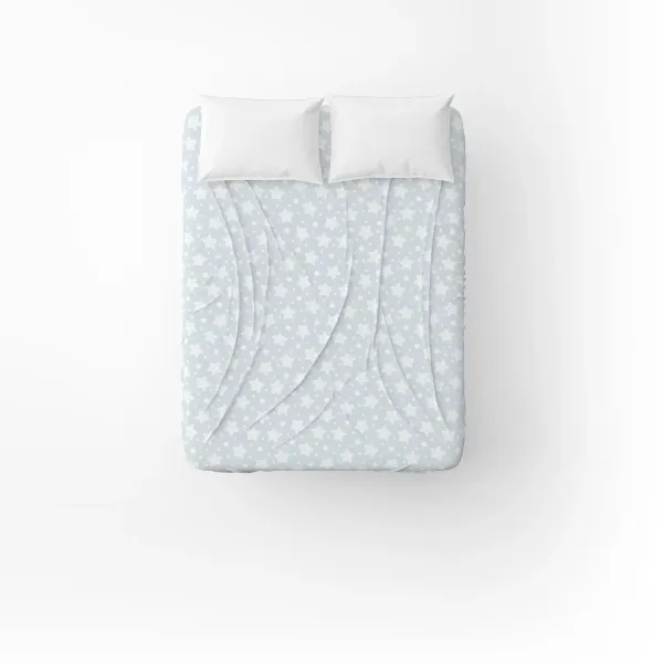 Flat Cotton Bed Sheet Home Line Polka Dot Stars  145x215 cm Light Blue 183228