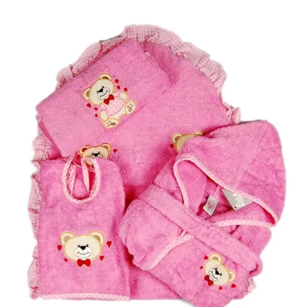 Set of terry towels for bathing 4 pcs. Home Line "Etebir Baby" (pink) 56702