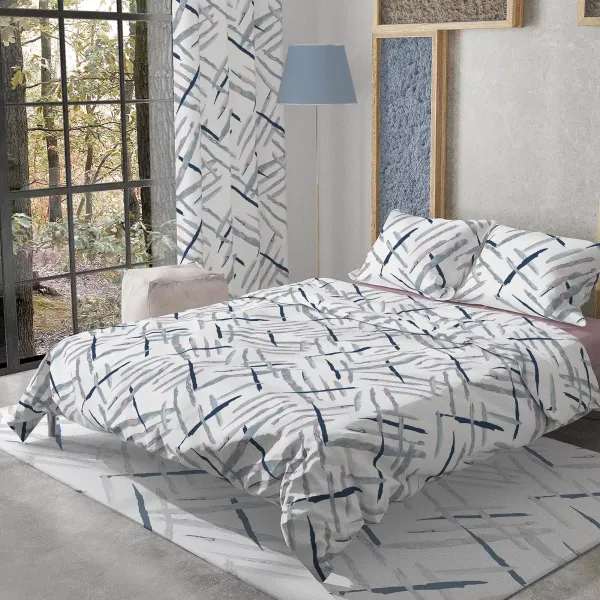 Single Flannel Bedding Set Home Line Blue White 178676