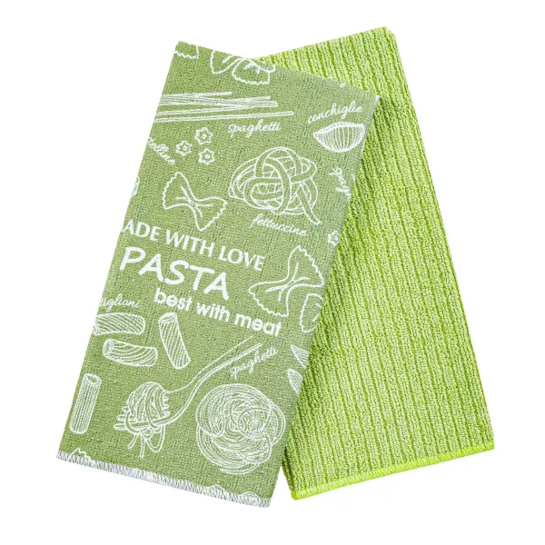 Set of 2 Microfiber Kitchen Towels Pasta Light Lime 40x60 cm  181630