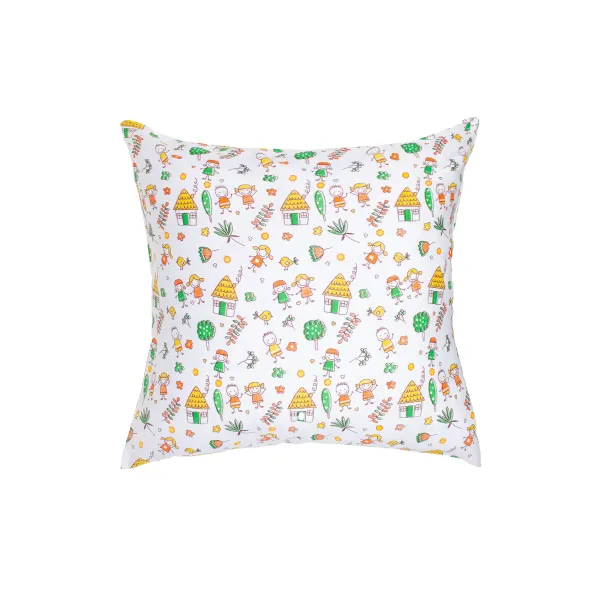 Children's calico pillowcase "Girls and boys" (orange) 60x60cm 169098