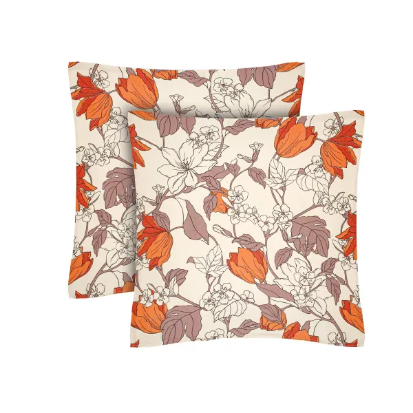 Set of 2 Cotton Pillowcases Home Line Spring Evening Orange 70x70 cm 183249