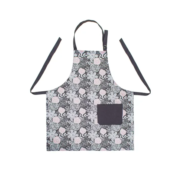 Apron with an adjustable ties Home Line  Decorative flowers  Graphite Freesia Graphite  177561