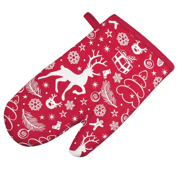 Cotton Canvas Oven Glove New Year Red 30x19cm 159406