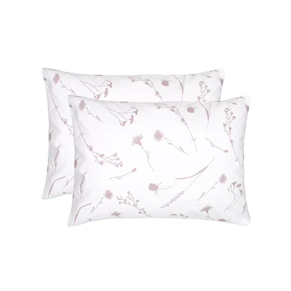Set of 2 Cotton Pillowcases Home Line Cornflowers Pink Lilac on White 50x70 cm 178726