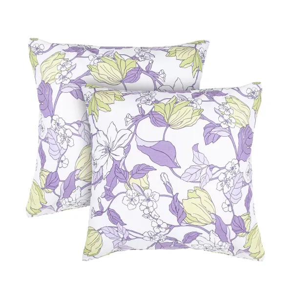 Set of 2 Cotton Pillowcases Home Line Spring Evening Lilac Green 70x70 cm 183295