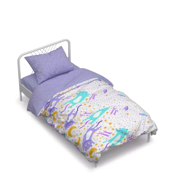 Home Line "Cats and stars" one-and-a-half bed linen set (turquoise, lilac) 162244