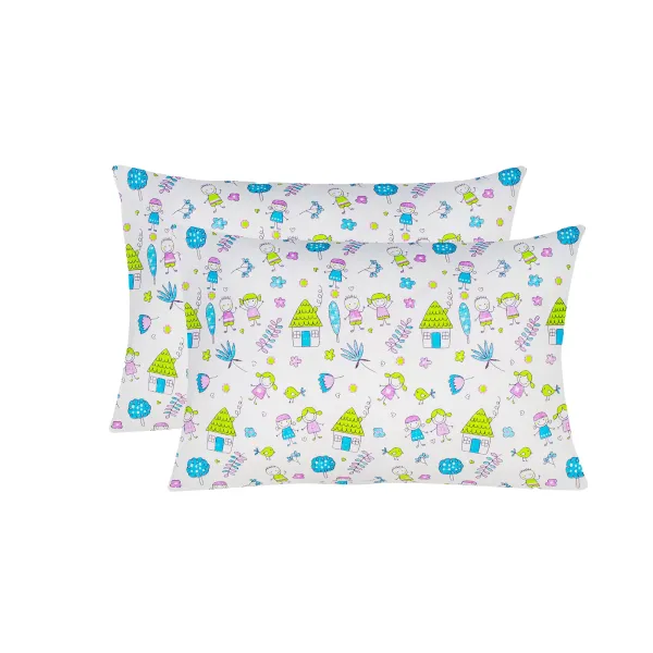 Calico pillowcases (2 pcs.) "Girls and boys" (salad) 40x60 cm 169053