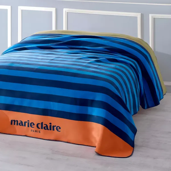 Cotton Flannel Plaid Marie Claire with Cotton Stripes Dark Blue 200x220cm 168828